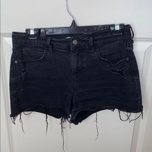 Black denim shorts